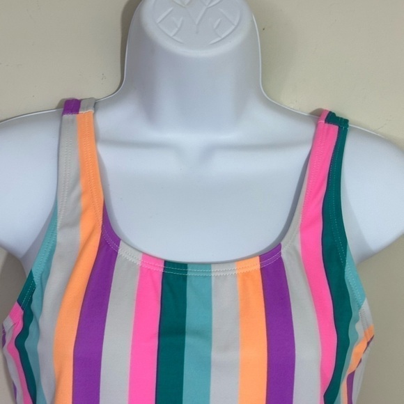So sz 16 1/ 2 swimsuit one piece. In a pretty stripe nearly new - Picture 2 of 16
